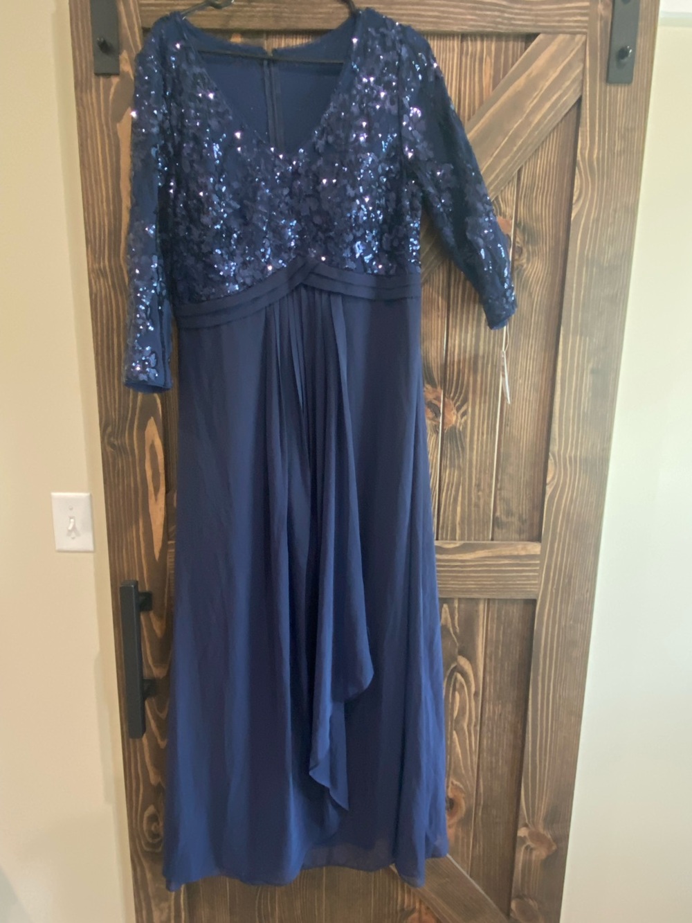 NWT Alex Evenings Womens Long Lace Top Empire Waist Dress Evening Gown Size 12